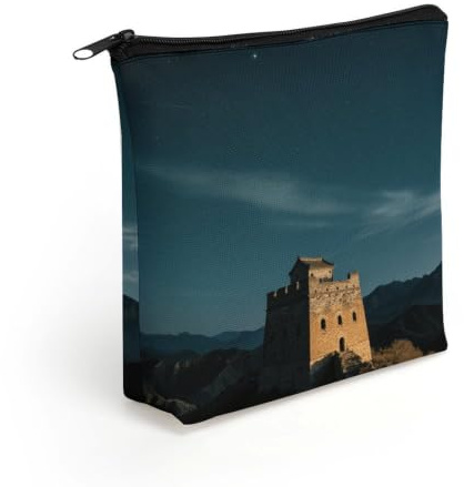 FekiLoot Great Wall Beacon Tower Cosmetic Bag Make Up Bag Storage Bags | Portable Travel Toiletry Bags Lightweight Small Makeup Cosmetic Bag with Zipper for Travel Accessories