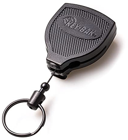 KEY-BAK SUPER48 PLUS HD 8 oz. Tvåhänt infällbar nyckelring med en 122 cm infällbar sladd och låsande stålbältesklämma, svart (0S48-8474)