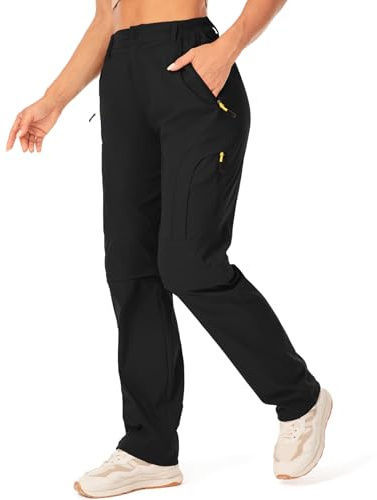 Jessie Kidden Walking Trousers Women Cargo Pants Waterproof Summer Lightweight Quick Dry Convertible Stretch Outdoor Casual UPF 50 Running Cycling Zip Off Capri #6601F-Black -36 (US 16)
