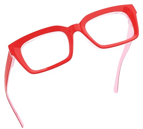 Eyekepper Damer Läsglasögon - Fyrkantiga Överdimensionerade Designläsare för Kvinnor, Röd, 2.50