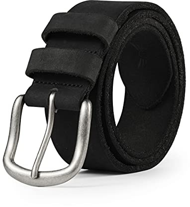 BELTER Läderbälte Herrbälten Läder Bälte Jeans Buffelläder 110cm-160cm Stor Storlek,38 mm Brett (130CM, Svart)