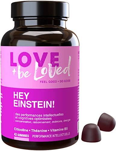 Gummies Performances Intellectuelles “Hey Einstein!” | 42 Gommes Vegan | Complément Alimentaire | Concentration | Mémoire | Raisonnement | Made in France | Love and be Loved