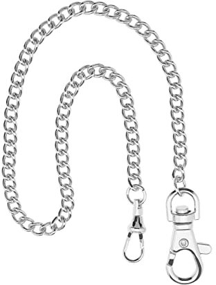 OTOTEC Taschenuhrenkette Weste Kette Albert Uhrenkette mit Karabinerverschluss 14,5 Zoll Klassisch Metallplattiert Taschenuhr Zubehör Silber