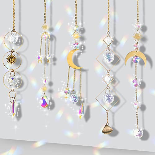 QINERSAW 5 PCS Attrape Soleil Cristal Perle de Verre Arc-en-Ciel Suspendu Suncatcher Pendentif