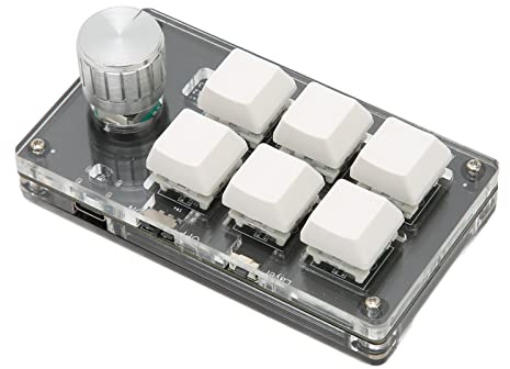 Enhandstangentbord, Allmänt Allmänt Använt Mini 6-tangenters Programmerbart DIY-tangentbord Plug and Play Dual Mode-anslutning med Knapp för PC (Vit)