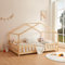 [en.casa] Kinderbett Treviolo Hausbett 120 x 200 cm Holzbett für Kinder mit Rausfallschutz Bettgestell mit Lattenrost Kiefernholz Holzfarben