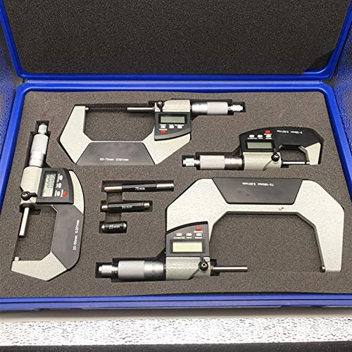 Bügelmessschraube Electronic äußeres Mikrometer 0-25mm 25-50mm 50-75mm 75-100mm 0,001 mm Digital Mikrometer Messgerät Micrometer Messwerkzeuge (Color : 4pcs Set)