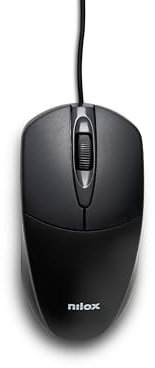 Nilox MOUSB1011 Mouse USB con Sensore Ottico Alta Precisione 1200 DPI e 3 Pulsanti, Cavo 1,6 metri, Compatibile con Windows/Linux/Mac