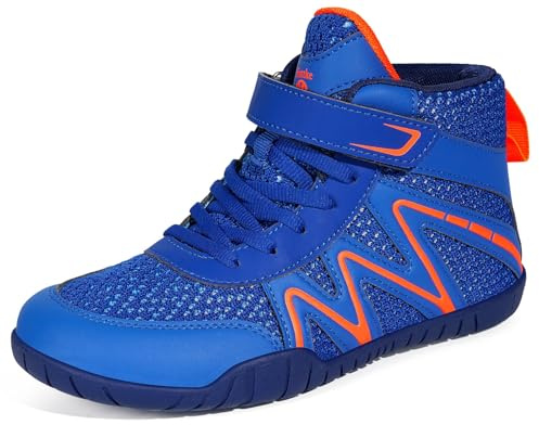 Kids Wrestling Shoes Boys Girls Youth Boxing Shoes Lightweight Fitness Training Sneakers Zero Drop Sole,Blue,EU 37,5.5 Big Kid