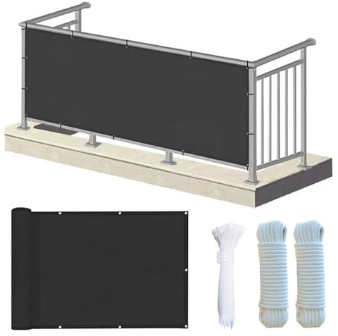 Brise-vue pour balcon - Résistant aux intempéries - 200 x 300 cm - Opaque - Protection contre le vent et les UV - Pour jardin, terrasse - Avec œillets - Attaches de câble et cordon en nylon