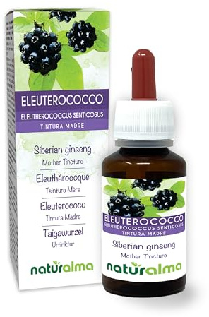 Sibirisk ginseng eller Rysk rot (Eleutherococcus senticosus) rötter Alkoholfri modertinktur Naturalma - Flytande extrakt i droppar 60 ml - Kosttillskott - Vegan