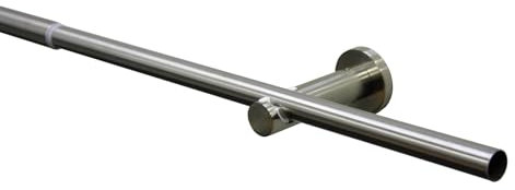 GARDINIA Gardinenstangen-Set Sol, 1-läufig, Komplettstilgarnitur inkl. Befestigungsmaterial, Vorhangstange ausziehbar, Ø 16/19 mm, 120-210 cm, Metall, Edelstahl-Optik