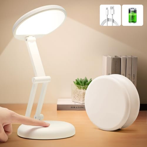 One Fire Desk Lamp Table Lamp, 3600mAh Battery Rechargeable, 10 Brightness, Eye-Caring LED, White