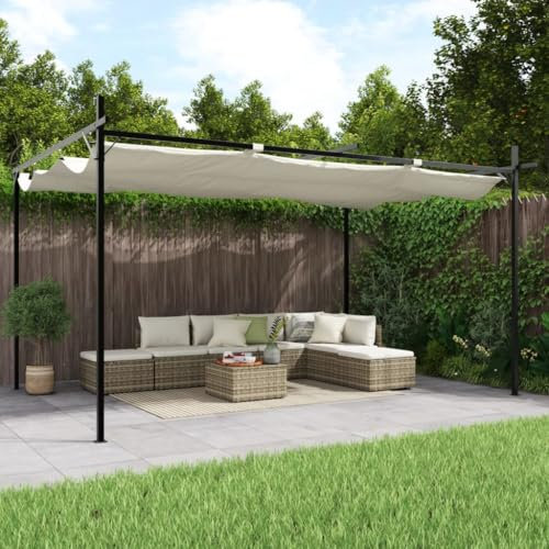 Emmtore Pergola mit Schiebedach Creme 395x292x230 cm