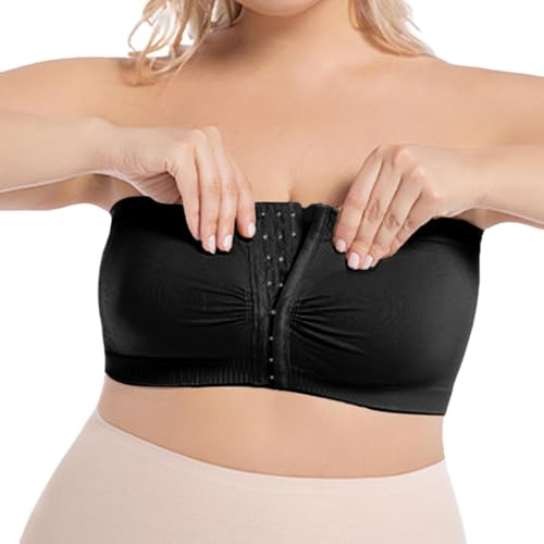 Générique Soutien Gorge Bandeau sans Complexe Transparent Bustier Dos Support Sein Collant Soutien-Gorge Grande Taille Bretelles Push Up Soutif Nu Forte Poitrine Le Noir 5XL