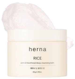 Herna Rice Pore & Blackhead Cleansing Balm – Removes Makeup & Sunscreen, Deep Pore Cleanse, Non-Greasy Hydration, Jojoba & Olive Oils, Sensitive-Skin Safe 85g (2.99 fl.oz)