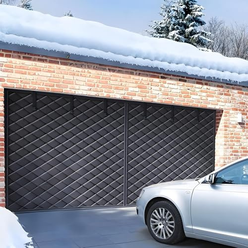 Garage Rideau de Porte Magnétique À Isolation Thermique, Kit D'isolation pour Portes de Garage, Rideau de Porte Isolant Coton, Couverture D'Écran en Hiver(Black,240x230cm)