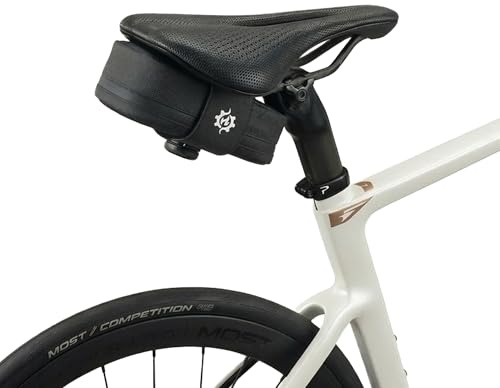 Lumiere & Co. Falcon Sac de selle magnétique – Design minimaliste élégant, fixation rapide à boucle magnétique | Sac de vélo (noir, taille M)