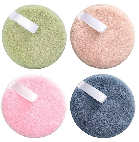 4 Dischetti Struccanti Riutilizzabili in Peluche Morbido, Salviette di Cotone Lavabili Forma Ovale 8x11cm per Pulizia Viso e Rimozione Trucco Delicata