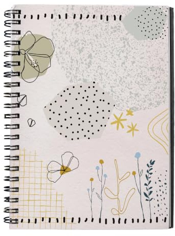 Logbuch-Verlag Collegeblock A5, rutigt selfcare – spiralblock med blommig pastelldesign, 80 sidor, anteckningsblock för skola, kontor, universitet och journaling