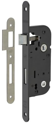 Serrure à Encastrer A40 NF à Condamnation - Têtière Bout Rond - Coffre Acier Embouti - Livré avec 1 Clé, 6 Variures - Made in France - Finition Époxy Noir Granité - THIRARD