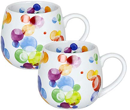 Könitz Porzellan Tassen Set Colourful Cast - Bubbles 2 teilig 400 ml Kaffeetassen Teetassen schönes Becherset