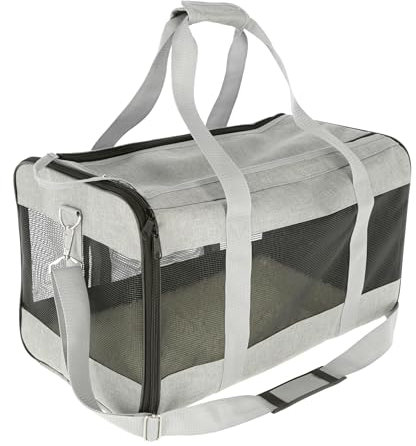 Kerbl Pet Tragetasche Casual, Hundetasche, Transporttasche, grau, 41x28x29cm, Polyester, kleine Hunde, waschbarer Bezug, kratzfeste Netzeinsätze