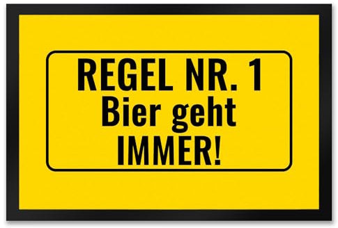 speecheese Fussmatte mit Alkohol-Spruch Regel Nr. 1 - Bier geht Immer! Fußmatte XXL in 50x75 cm Fußabstreifer Alkohol Bier Biertrinker Haustüre Wohnungstüre betrunken Spaß witzig Humor