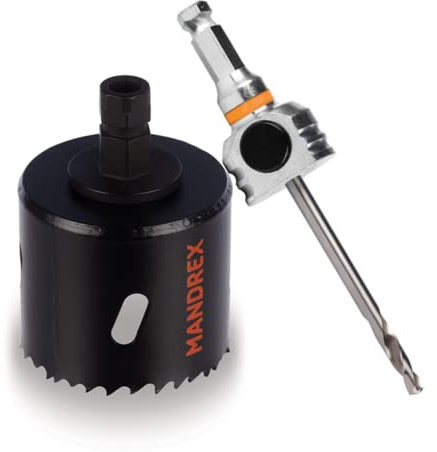 Mandrex EasyXcut M3 - Sierra perforadora bimetálica con profundidad de corte de 45 mm para acero, hierro, madera y PVC | MHB3Q0095B + MX200024B | 95 mm de diámetro