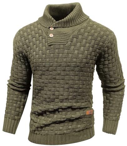 Qinfren Dolcevita Uomo Maglione a Collo Alto Manica Lunga Maglia Sweater Invernale Slim Fit Basic