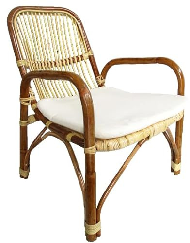 fantasie d oriente poltrona vimini rattan naturale sedia CM 60X61X83 H pe interno ed esterno con cuscino