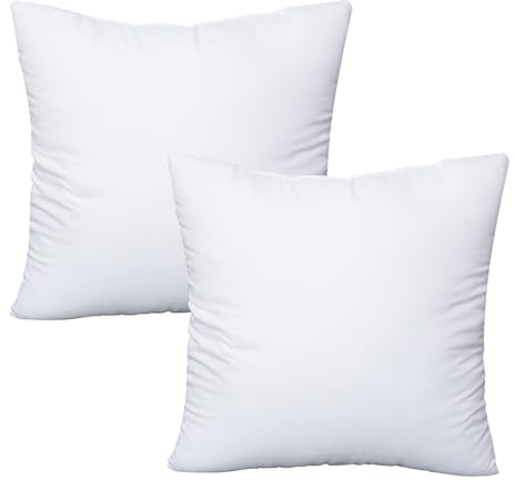 OKBA Throw Pillows Insert Set of 2, with 100% Cotton Cover, Bed and Couch - Indoor Hotel Decorative Pillows, 18x18in White Pillows Inserts