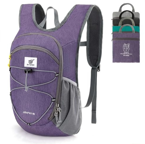 SKYSPER Mochila Plegable Ultraligera 15L, Mochila de Senderismo con Correa para el Pecho, Mochila Viaje Pequeña para Hombre y Mujer