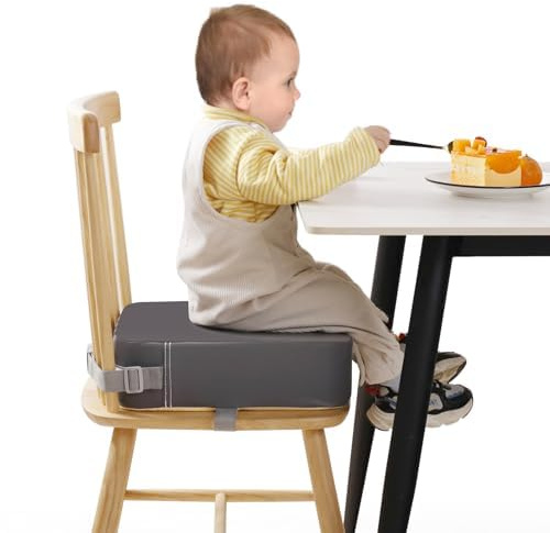 TOTIDYH Toddler Booster Seat Dining Chair PU Kids Booster Cushion | Baby Booster Seat for Dining Table with Adjustable Straps, Detachable Washable , Supportive, Easy Clean, Non-Slip Bottom