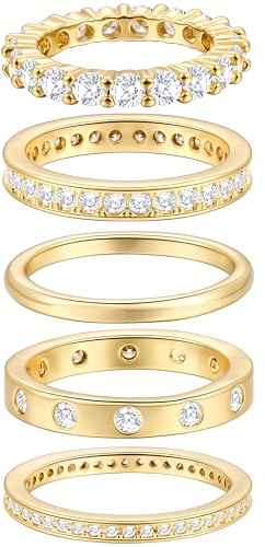 FAXHION Gold Rings for Women Non Tarnish, 14k Gold Plated Dainty Stacking Cubic Zirconia Thumb Rings, Gold Knuckle Women Rings Set Jewelry Size (8)