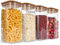 FWEEK 4 tarros de almacenamiento con tapa, 1500 ml, tarros de cristal con tapa, herméticos, rectangulares con tapas de bambú, tarros de almacenamiento de cocina para cereales, nueces, harina, copos de