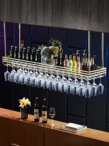 Takhängande vinglasställ för kök bar restauranger vintage metallhållare med justerbar höjd och bredd bar glasförvaringsställ
