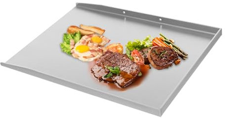 Plancha para barbacoa, plancha de acero inoxidable, placa Teppanyaki con 2 asas, placa de parrilla para barbacoa de gas y barbacoa de carbón, 48 x 34 cm
