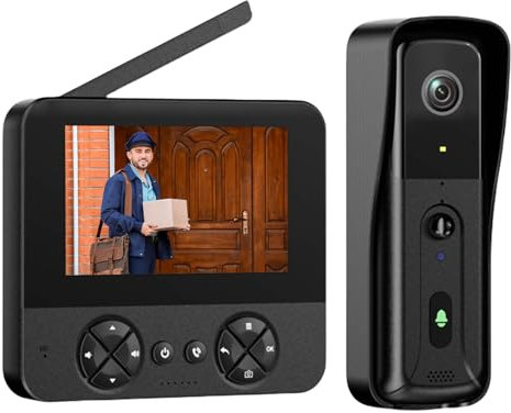 Campanello senza fili con telecamera 1080P, videocitofono esterno con schermo da 4,3, visione notturna, rilevamento del movimento PIR, citofono bidirezionale, senza abbonamento, senza app, senza WiFi