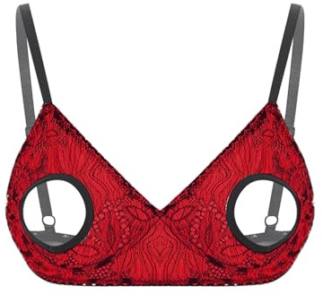 Sxiwei Femme Soutien-Gorge Ouvert Dentelle Bretelles Réglables Brassière Sein Nu sous-Vêtement