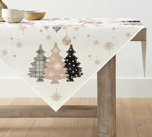 Artoid Mode Tovaglia di pini rosa alberi di Natale, biancheria da tavola invernale da cucina, decorazione per interni, vacanze, decorazione per feste, 120 x 120 cm