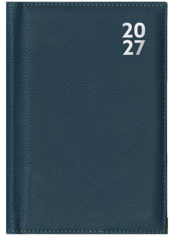 Agenda 2026, formato A4, giorno per pagina, colore blu navy, con fessure orarie, agenda giornaliera aziendale in similpelle, per ufficio e casa