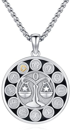 KQ&TTENG Collier avec pendentif signe du zodiaque en argent sterling 925, collier pendentif des 12 constellations, bijou horoscope astrologie, cadeau de Noël et d'anniversaire pour hommes et femmes
