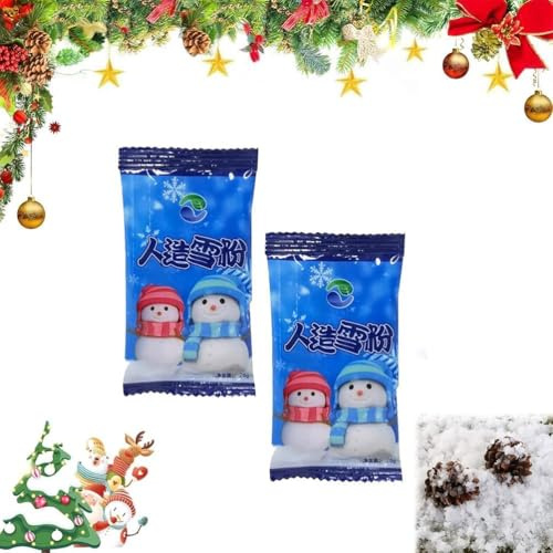 Rakiuty Neve Artificiale in Polvere,Polvere per Neve Istantanea,Decorazione di Neve Finta per Natale,Neve Finta per Decorazione,Fiocchi di Neve Artificiali,Neve Artificiale Istantanea,20g x 2 Pezzi