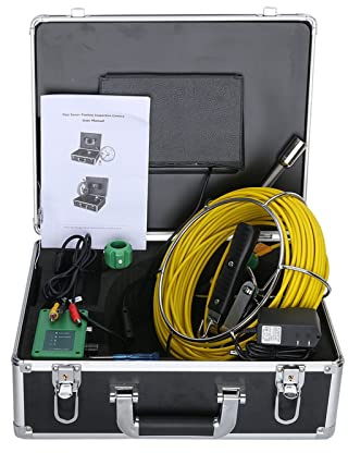 Videocamera di ispezione del tubo da 30 / 50m, 8 GB TF. Carta DVR IP68. Drein Endoscopio industriale conduttura fognaria con monitor da 7 , Visione chiara(50m)