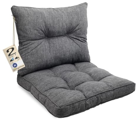 sunnypillow Lot de 2 Coussin de Jardin pour Chaise Fauteuil Rotin (Assise 50x50 cm + Dossier 50x40 cm) Galette de Chaise Anti UV - Extérieur Impermeable – Coussin de Sol idéal pour Balcon, Anthracyt