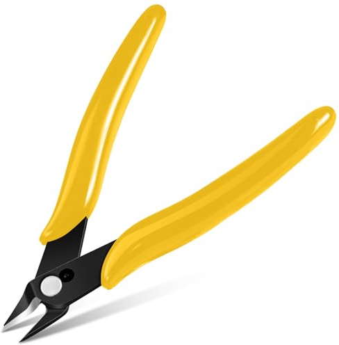 Ainiv 1PC Micro Wire Cutter, Side Cutting Pliers Flush Cutters - Yellow | Precision Diagonal Cutting Pliers in CRV Steel, Wire Snips for Electrical, Homes, Craft, Jewellery, 3D Print Models
