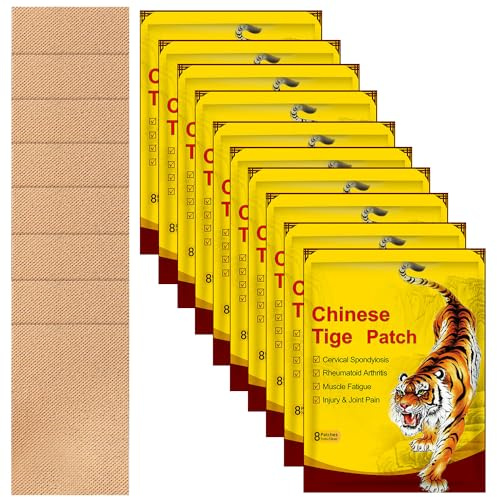 80 Pezzi Cerotti antidolorifici, cerotti antidolorifici per muscoli della, cerotto cinese della tigre, per schiena, articolazioni, dolori muscolari del collo (B-80 Pcs)