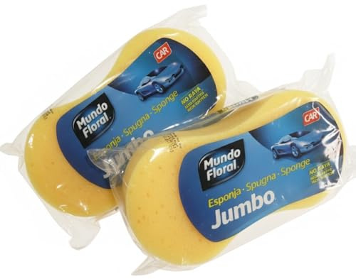 Esponja Coche de Microfibra Jumbo – Pack 2 Unidades (24×13×5 cm) – Esponjas Grandes para Limpieza y Lavado Exterior