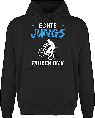 Shirtracer Hoodie Herren Pullover Männer - Fahrrad Bekleidung Radsport - Echte Jungs Fahren BMX - L - Schwarz - Geschenke für fahrradbegeisterte Geschenk fahrradliebhaber Radfahrer Fahrradbekleidung